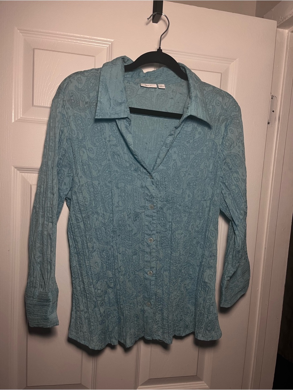 Apt. 9 Light Blue Paisley-Print Button Down Shirt